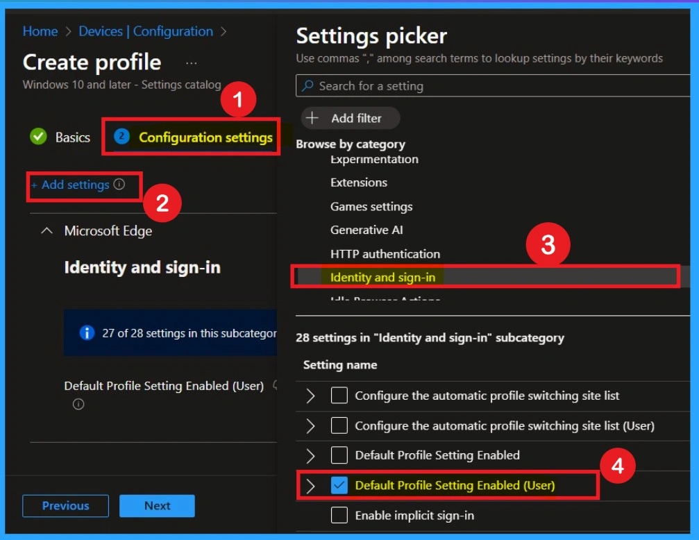 Default Profile Setting Enabled Policy in MS Edge using Intune 3 Default Profile Setting Enabled Policy in MS Edge using Intune - Fig.3