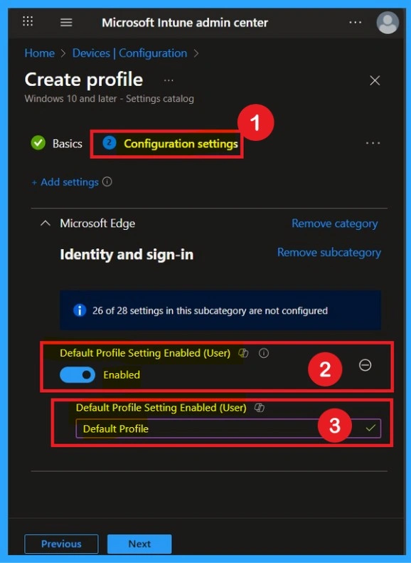Default Profile Setting Enabled Policy in MS Edge using Intune 5 Default Profile Setting Enabled Policy in MS Edge using Intune - Fig.5