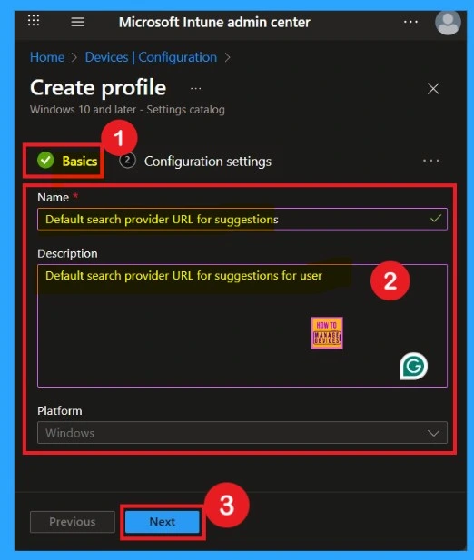 Configuring Default Search Provider Suggestion URL in Microsoft Edge with Intune Policy 2 Configuring Default Search Provider Suggestion URL in Microsoft Edge with Intune Policy -Fig.2
