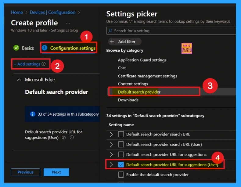 Configuring Default Search Provider Suggestion URL in Microsoft Edge with Intune Policy 3 Configuring Default Search Provider Suggestion URL in Microsoft Edge with Intune Policy -Fig.3