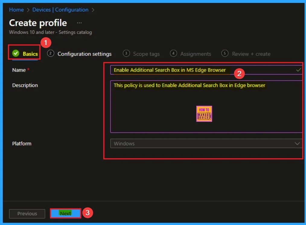 Enable Additional Search Box in MS Edge for Better Search Experience using Intune 3 Enable Additional Search Box in MS Edge for Better Search Experience using Intune - Fig.3