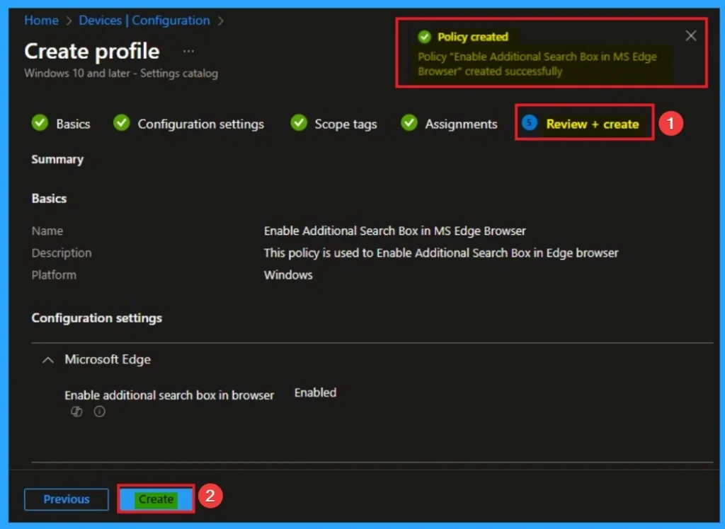 Enable Additional Search Box in MS Edge for Better Search Experience using Intune 9 Enable Additional Search Box in MS Edge for Better Search Experience using Intune - Fig.9