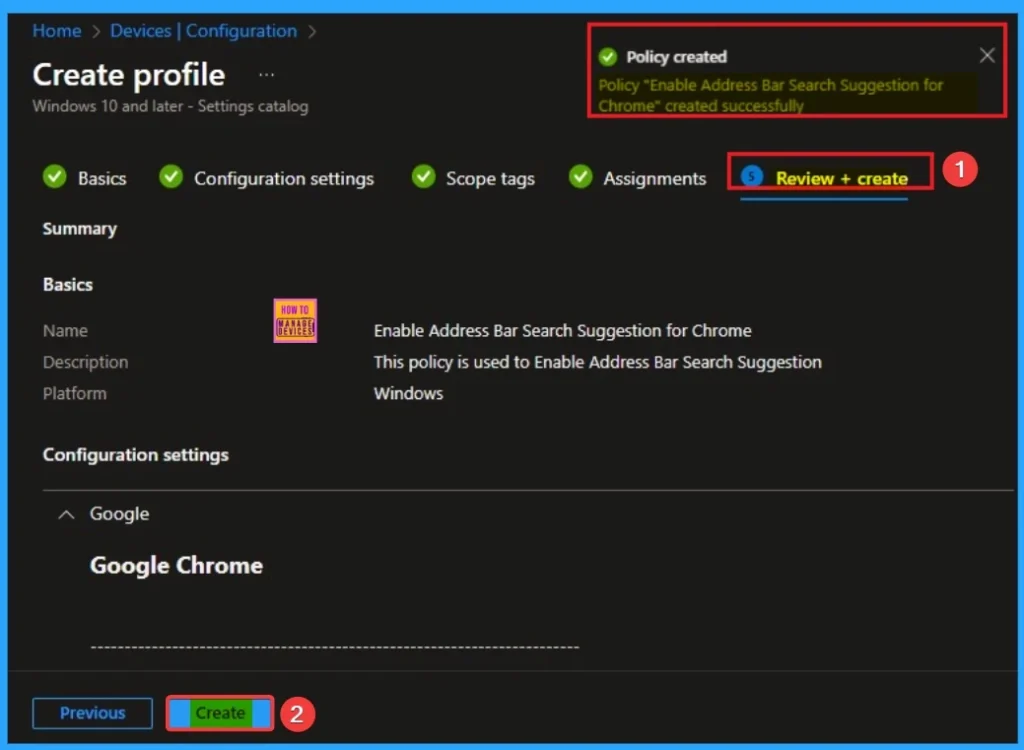 Enable Address Bar Search Suggestion to Optimizing User Experience for Google Chrome Using Intune 9 Enable Address Bar Search Suggestion to Optimizing User Experience for Google Chrome Using Intune - Fig.9