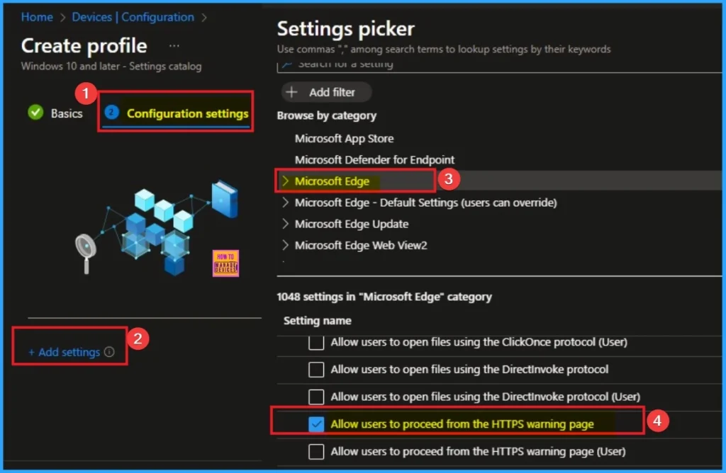 Enable HTTPS Warning Page Policy for MS Edge Browser to Control User Access from SSL Errors using Intune 4 Enable HTTPS Warning Page Policy for MS Edge Browser to Control User Access from SSL Errors using Intune - Fig.4