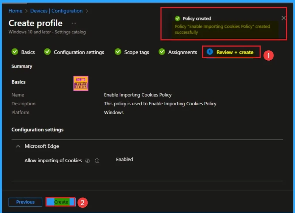 Enable Importing Cookies Policy to Transfer Data from Google Chrome to Microsoft Edge using Intune 9 Enable Importing Cookies Policy to Transfer Data from Google Chrome to Microsoft Edge using Intune - Fig.9