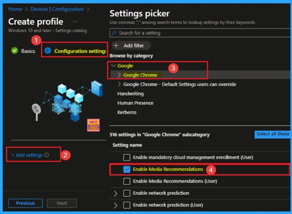 Enable Media Recommendations Policy for User Engagement and Content Discovery in Google Chrome using Intune - Fig.4