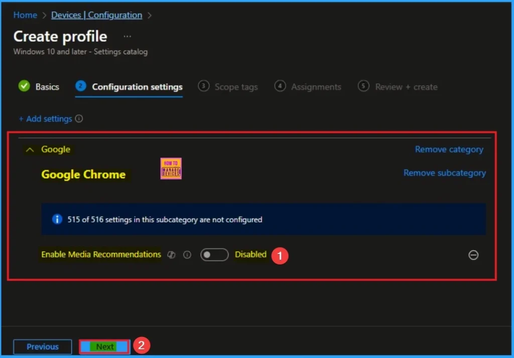 Enable Media Recommendations Policy for User Engagement and Content Discovery in Google Chrome using Intune - Fig.5