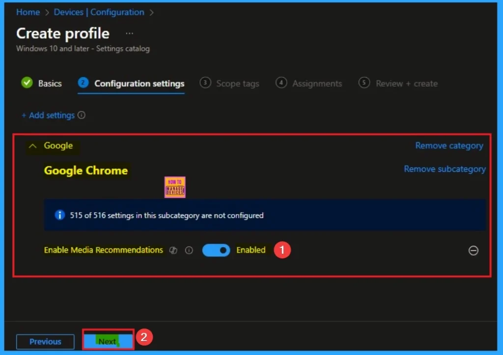 Enable Media Recommendations Policy for User Engagement and Content Discovery in Google Chrome using Intune - Fig.6