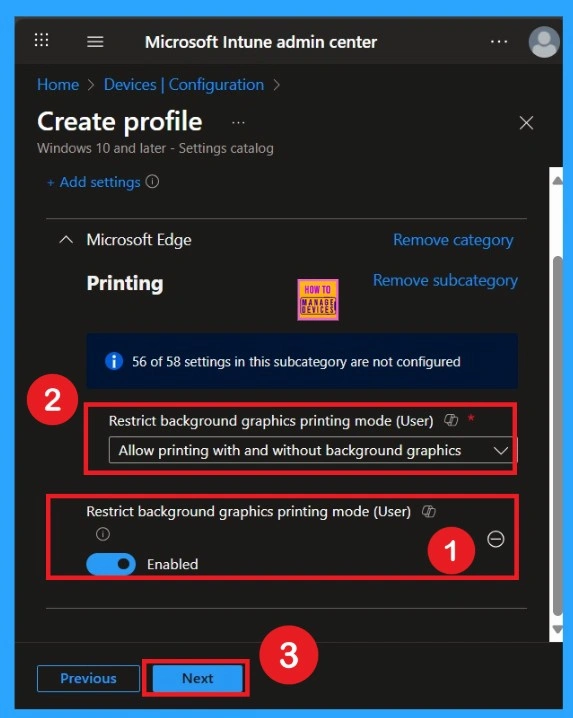Enable Restrict Background Graphics Printing Mode for MS Edge using Intune Policy 5 Enable Restrict Background Graphics Printing Mode for MS Edge using Intune Policy - Fig.5