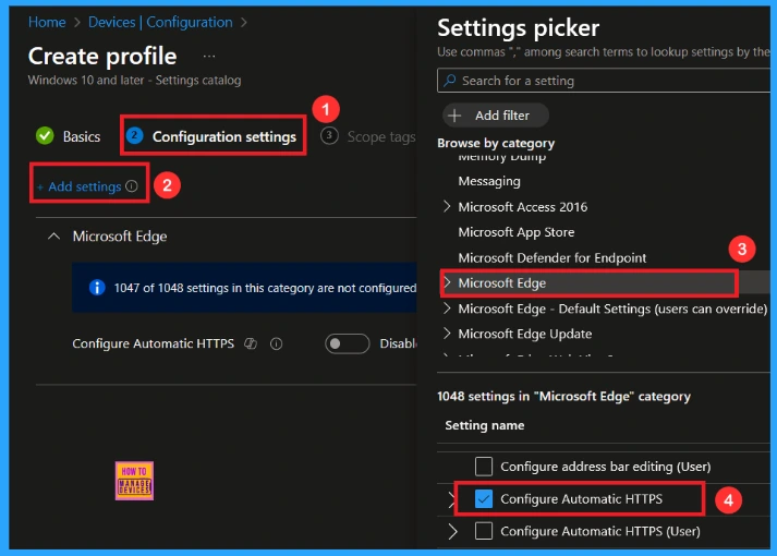Enable Automatic HTTPS Policy to Switch Connections from HTTP to HTTPS using Intune 4 Enable Automatic HTTPS Policy to Switch Connections from HTTP to HTTPS using Intune - Fig.3