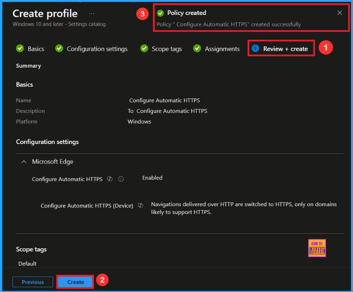 Enable Automatic HTTPS Policy to Switch Connections from HTTP to HTTPS using Intune 9 Enable Automatic HTTPS Policy to Switch Connections from HTTP to HTTPS using Intune - Fig.8