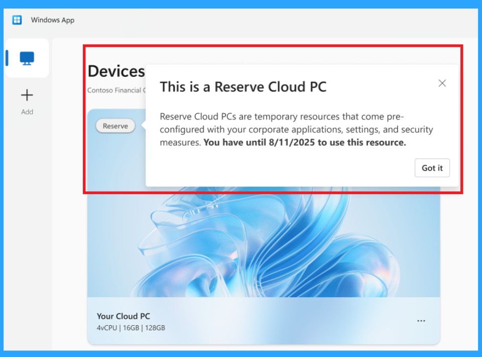 Windows 365 Reserve Get Up to 10 Days of Cloud PC Access During Laptop Downtime 4 Windows 365 Reserve Get Up to 10 Days of Cloud PC Access During Laptop Downtime - Fig.4 Creds to MS
