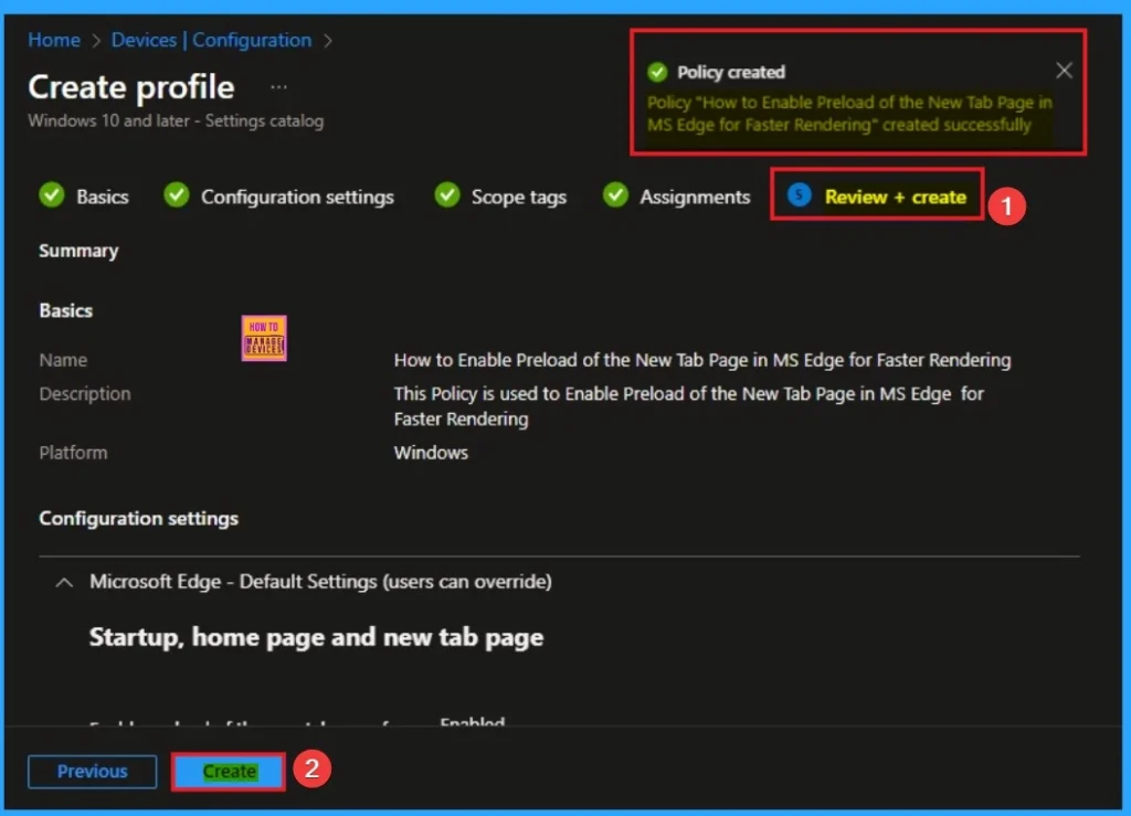 How to Enable Preload of the New Tab Page in Edge for Faster Rendering Using Intune 10 How to Enable Preload of the New Tab Page in MS Edge for Faster Rendering Using Intune - Fig.10