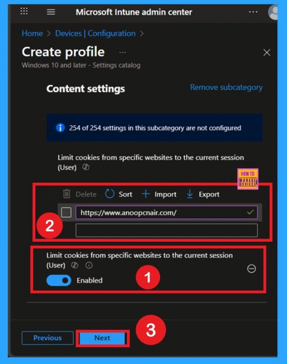 Limit Cookies from Specific Websites to the Current Session using Intune Policy 5 Limit Cookies from Specific Websites to the Current Session using Intune Policy - Fig.5