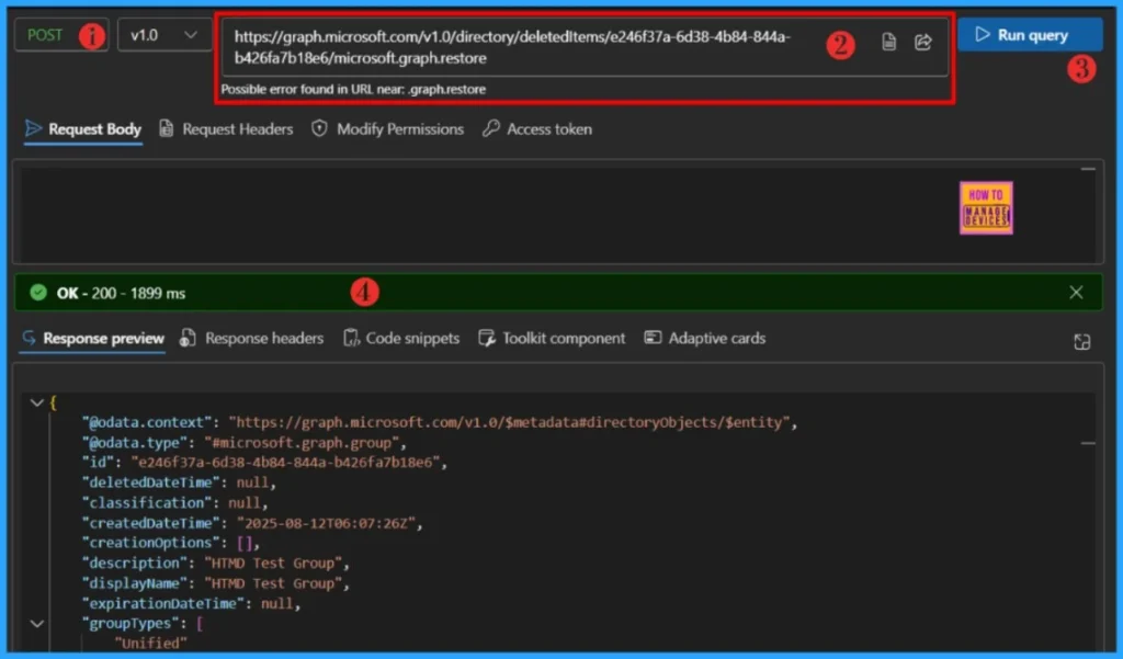 How to Restore Deleted Microsoft 365 Group using Microsoft Graph API and PowerShell 5 How to Restore Deleted Microsoft 365 Group using Microsoft Graph API and PowerShell. Fig-05