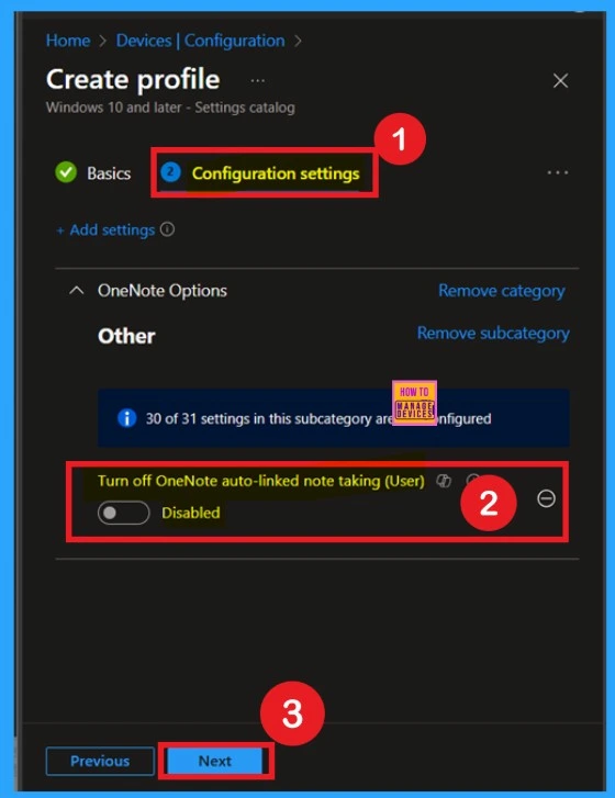 Turn off OneNote Auto-Linked Note Taking policy using Intune Policy 4 Turn off OneNote Auto-Linked Note Taking policy using Intune Policy -Fig.4