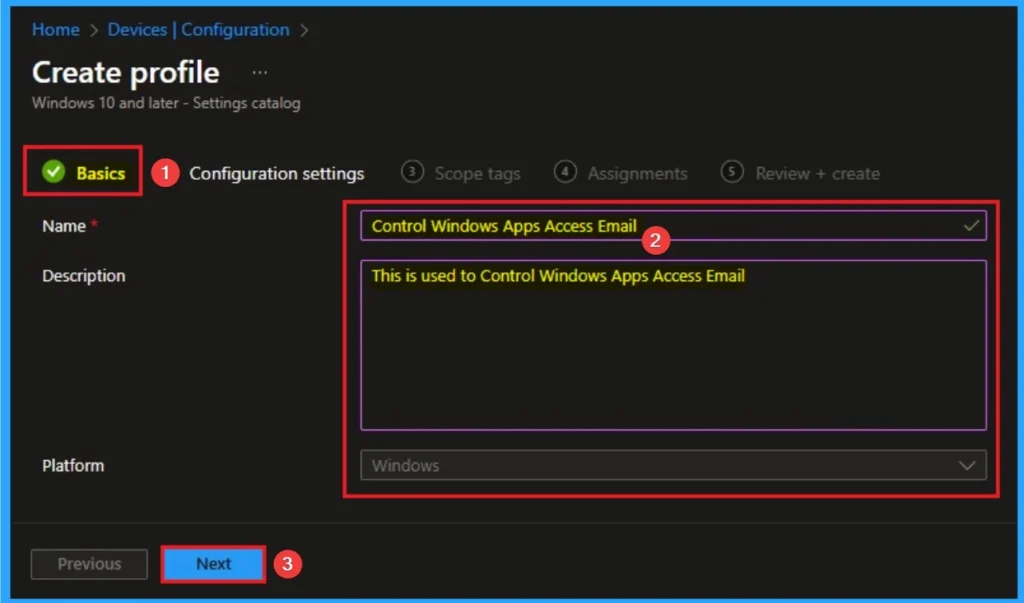 Control Windows Apps Access Email to Preventing Data Leakage using Intune 3 Control Windows Apps Access Email to Preventing Data Leakage using Intune - Fig.3