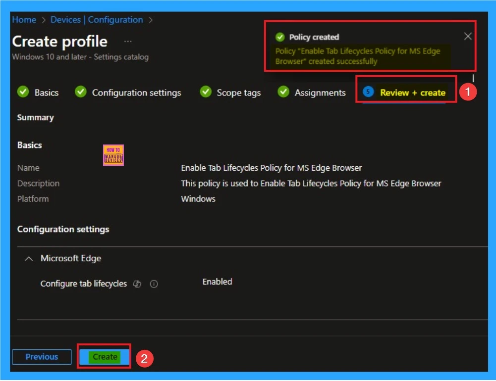 Enable Tab Lifecycles Policy for MS Edge Browser to Optimise Performance using Intune 9 Enable Tab Lifecycles Policy for MS Edge Browser to Optimise Performance using Intune - Fig.9