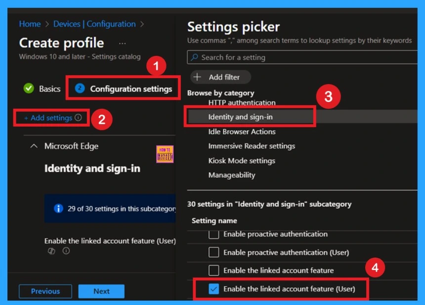 Enable the Linked Account Feature in MS Edge Using Intune Policy 3 Enable the Linked Account Feature in MS Edge Using Intune Policy - Fig.3