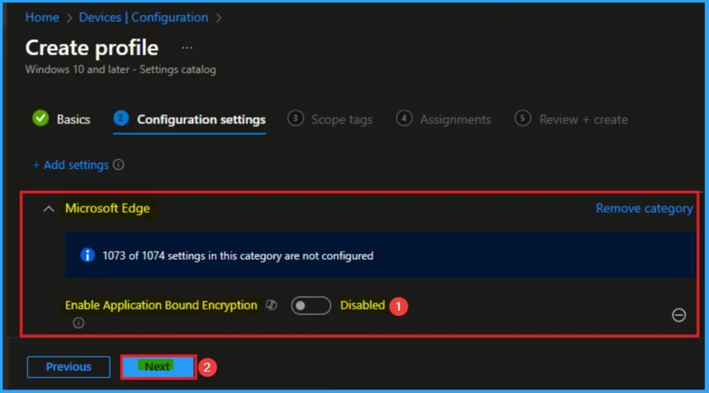 Enforce Application Bound Encryption for MS Edge Browser to Securing Local Browser Data using Intune 5 Enforce Application Bound Encryption for MS Edge Browser to Securing Local Browser Data using Intune - Fig.5