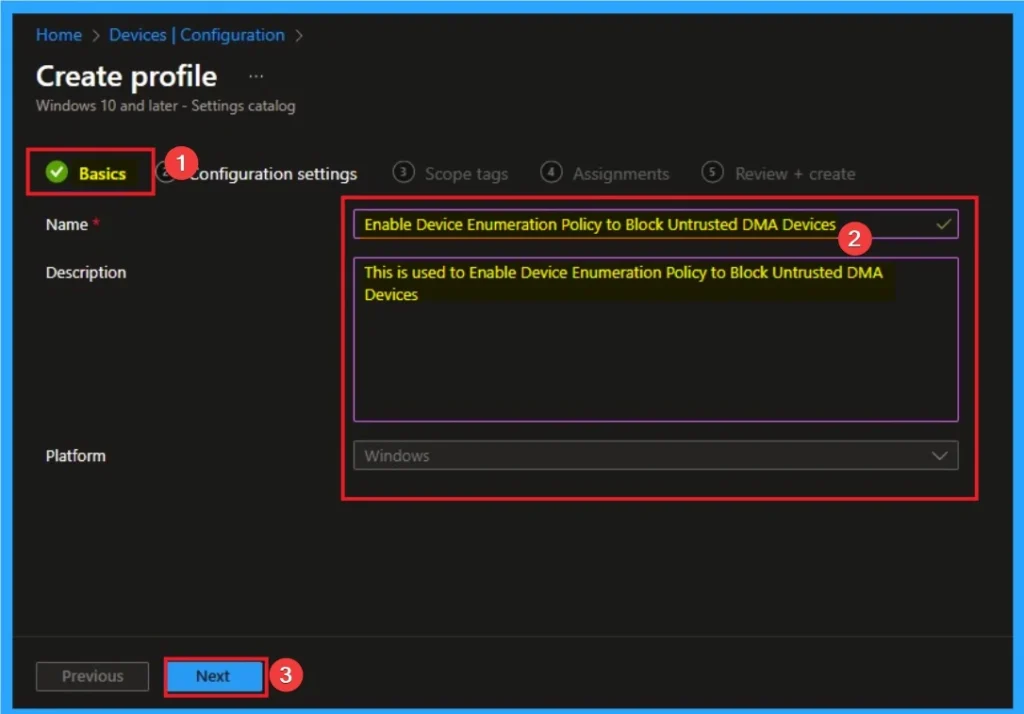 How to Enable Device Enumeration Policy to Block Untrusted DMA Devices using Intune 3 How to Enable Device Enumeration Policy to Block Untrusted DMA Devices using Intune - Fig.3