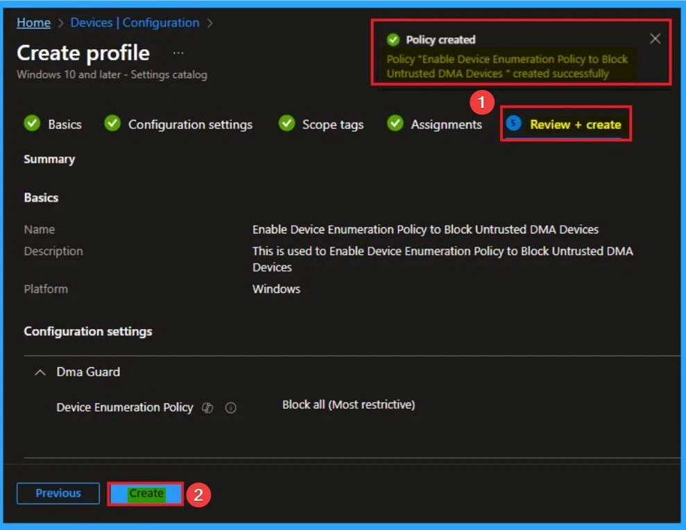 How to Enable Device Enumeration Policy to Block Untrusted DMA Devices using Intune 8 How to Enable Device Enumeration Policy to Block Untrusted DMA Devices using Intune - Fig.8
