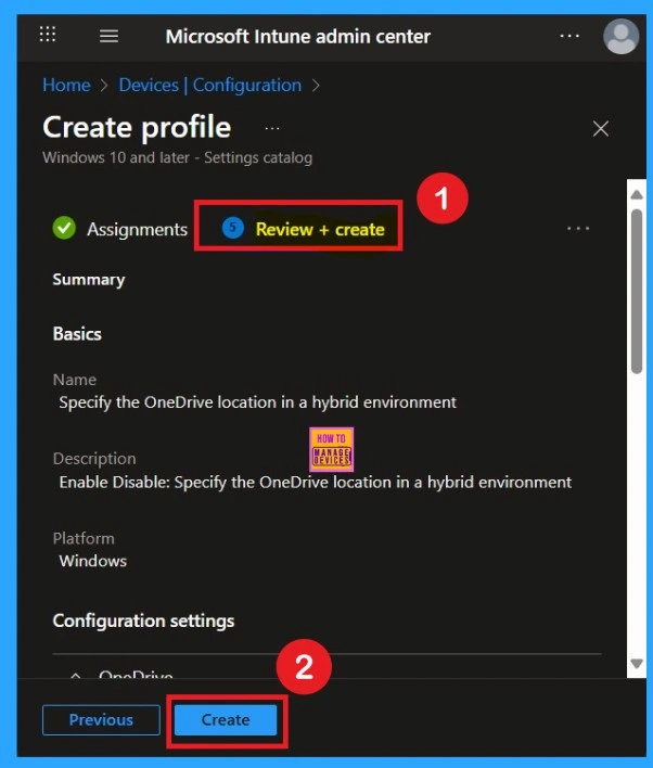 How to Specify the OneDrive Location in a Hybrid Environment using Intune 8 How to Specify the OneDrive Location in a Hybrid Environment using Intune - Fig.8