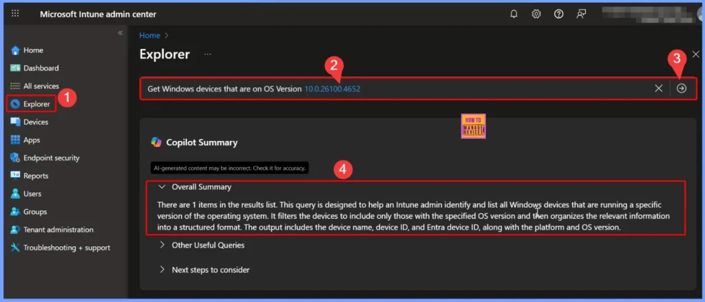 Steps to Identify Windows Devices with Specific OS Version using Intune Copilot Explorer 1 Steps to Identify Windows Devices with Specific OS Version using Intune Copilot Explorer - Fig.1