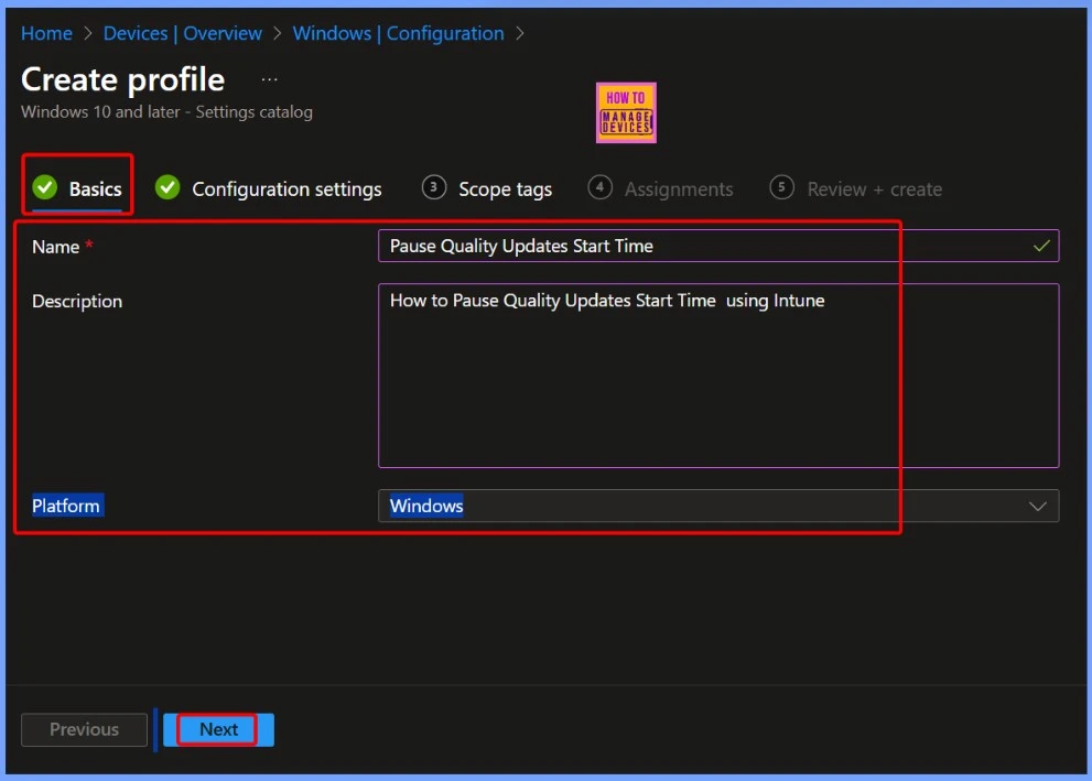 How to Set Pause Start Date for Quality Updates using Intune Policy 2 How to Set Pause Start Date for Quality Updates using Intune Policy - Fig.2