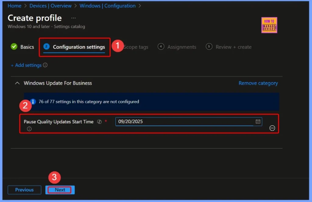 How to Set Pause Start Date for Quality Updates using Intune Policy 6 How to Set Pause Start Date for Quality Updates using Intune Policy 4