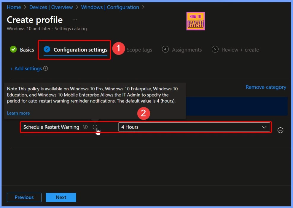 How to Configure Auto-Restart Warning Reminder Policy in Windows using Intune 5 How to Configure Auto-Restart Warning Reminder Policy in Windows using Intune - Fig.5