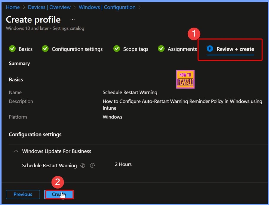 How to Configure Auto-Restart Warning Reminder Policy in Windows using Intune 9 How to Configure Auto-Restart Warning Reminder Policy in Windows using Intune - Fig.9