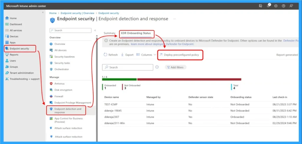 Solve problems and improve devices that are not visible in defender for business after intune onboarding - Fig. 3 - Credit to MS