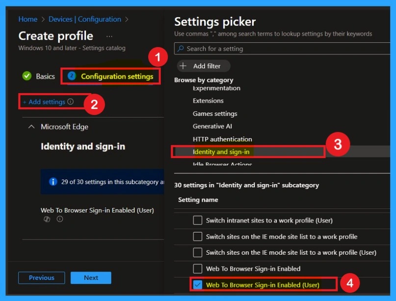 Web to Browser Sign-in Enabled Policy in MS Intune 3 Web to Browser Sign-in Enabled Policy in MS Intune -Fig.3