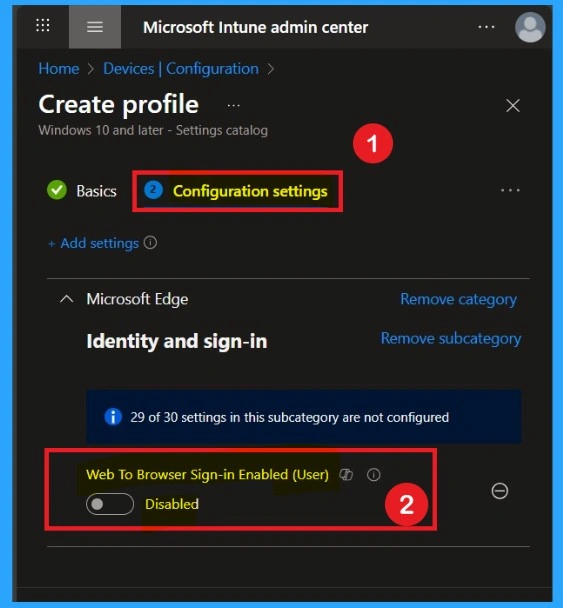 Web to Browser Sign-in Enabled Policy in MS Intune 4 Web to Browser Sign-in Enabled Policy in MS Intune -Fig.4