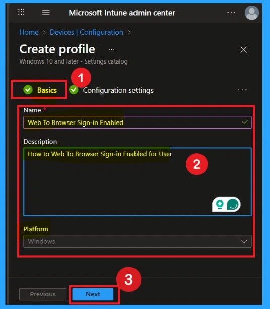 Web to Browser Sign-in Enabled Policy in MS Intune 2 Web to Browser Sign-in Enabled Policy in MS Intune -Fig.2