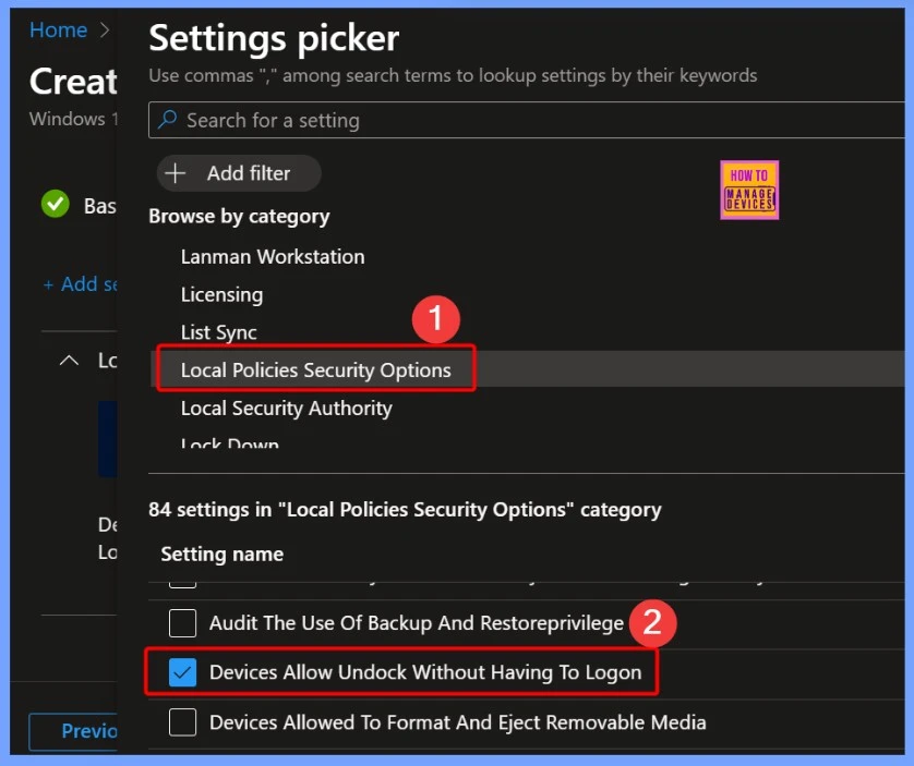 Allow Undocking without Logging on Security Setting Explained using Intune Policy 4 Allow Undocking without Logging on Security Setting Explained using Intune Policy - Fig.4
