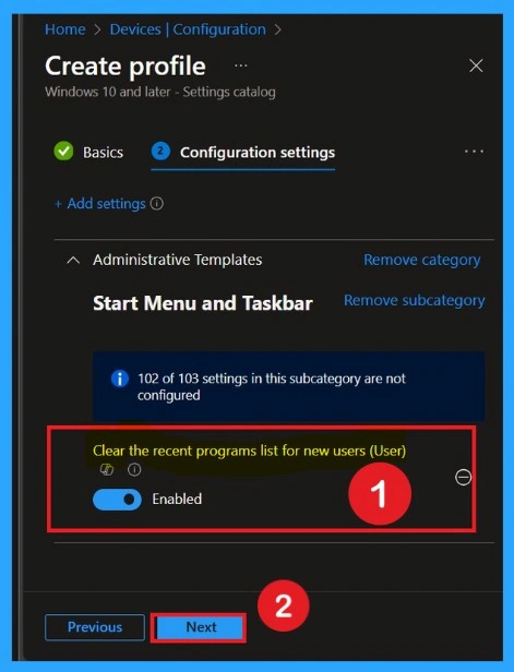 Control Recent Programs Visibility for New Users using Intune Policy 5 Control Recent Programs Visibility for New Users using Intune Policy -Fig.5