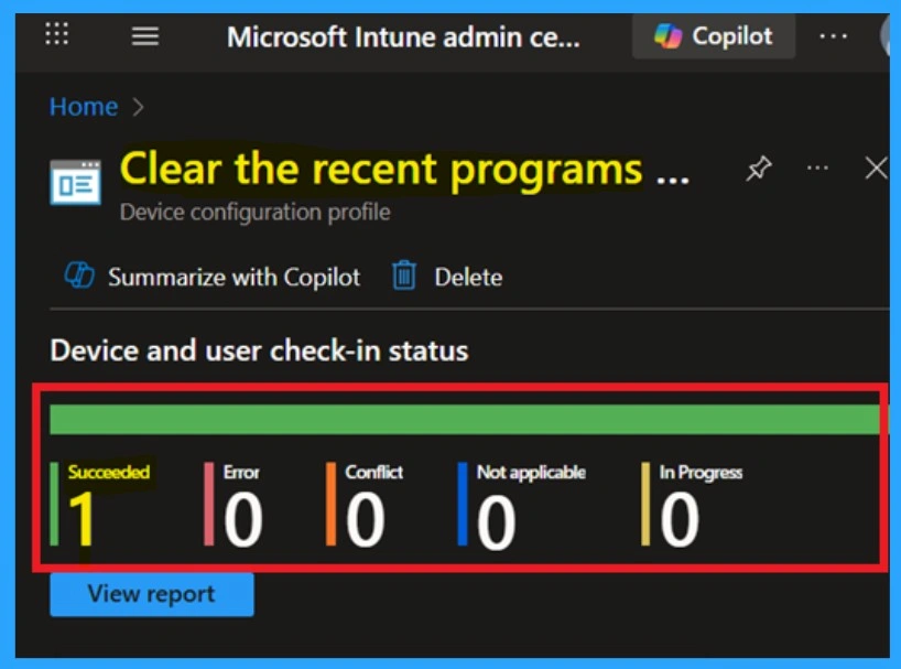 Control Recent Programs Visibility for New Users using Intune Policy 9 Control Recent Programs Visibility for New Users using Intune Policy -Fig.9