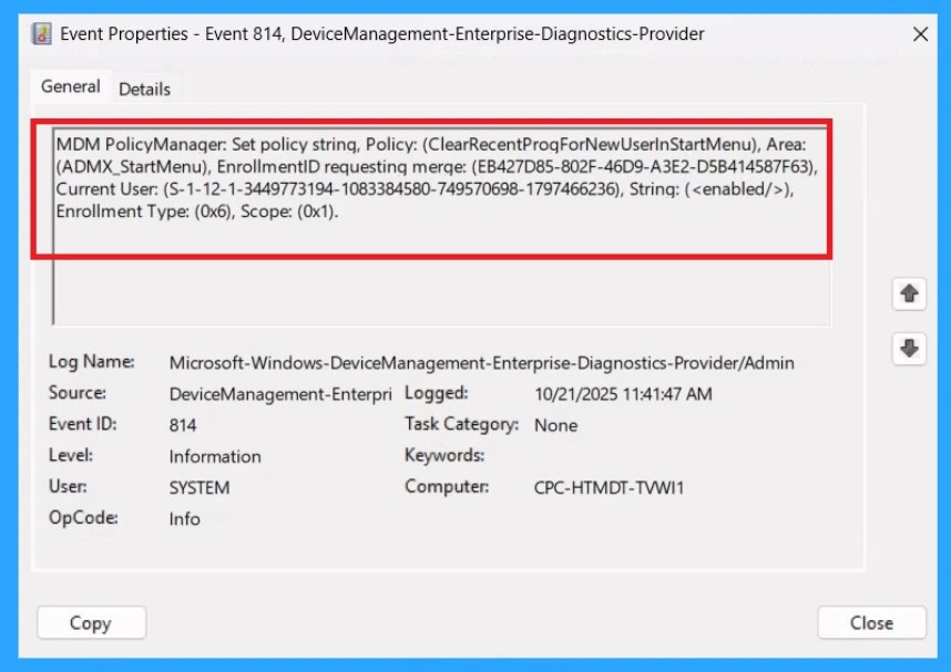 Control Recent Programs Visibility for New Users using Intune Policy 10 Control Recent Programs Visibility for New Users using Intune Policy -Fig.10