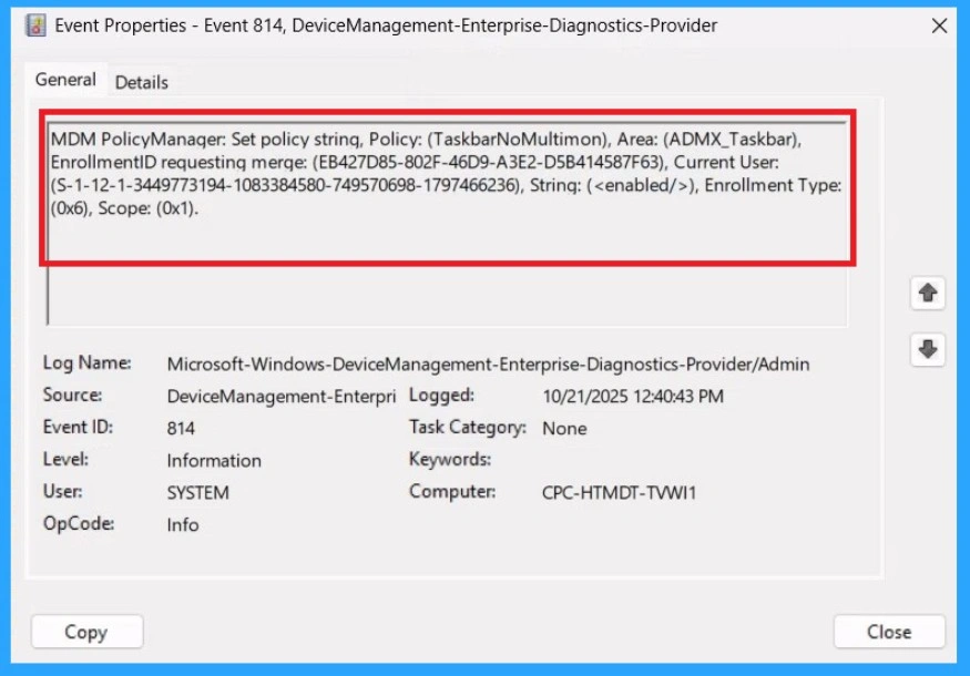 How to Control Multi Monitor Taskbar Settings using Intune Policy 11 How to Control Multi Monitor Taskbar Settings using Intune Policy - Fig.10