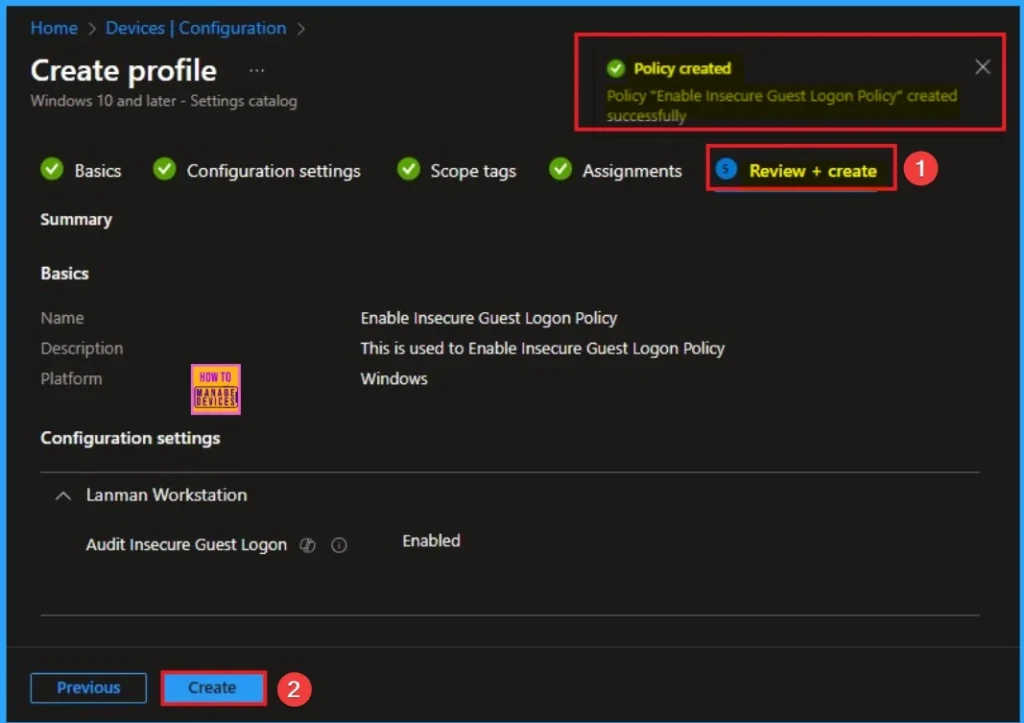 Enable Insecure Guest Logon Policy to Find Hidden SMB Security Risks using Intune 9 Enable Insecure Guest Logon Policy to Find Hidden SMB Security Risks using Intune - Fig.9