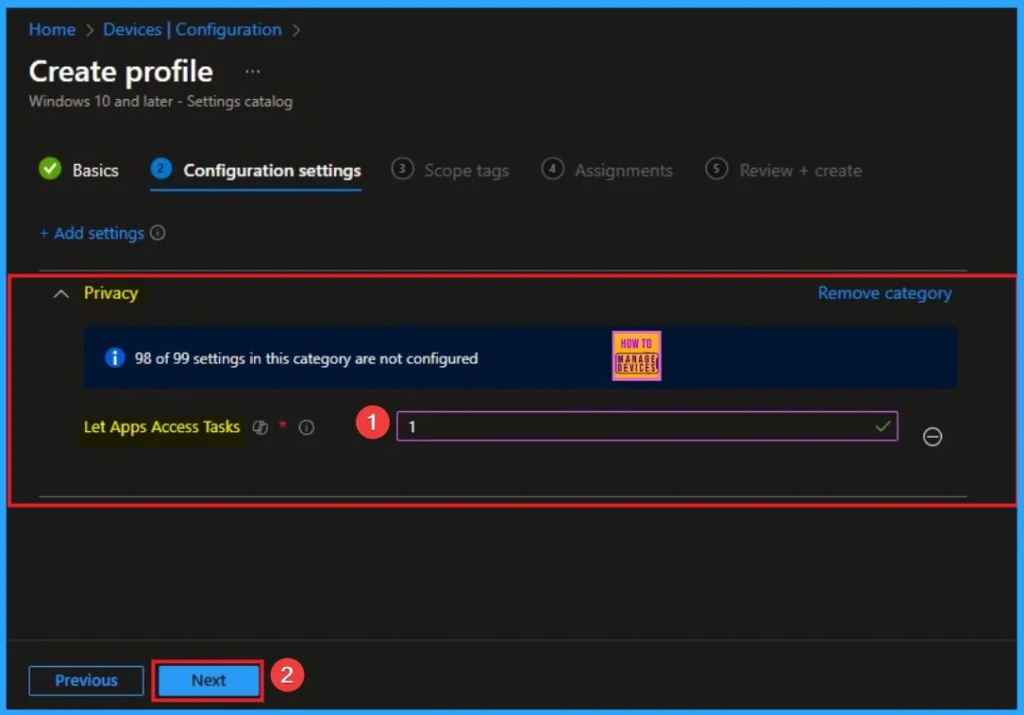 Enable Windows Apps Access Tasks to Prioritizing Security and Privacy using Intune 5 Enable Windows Apps Access Tasks to Prioritizing Security and Privacy using Intune - Fig.5