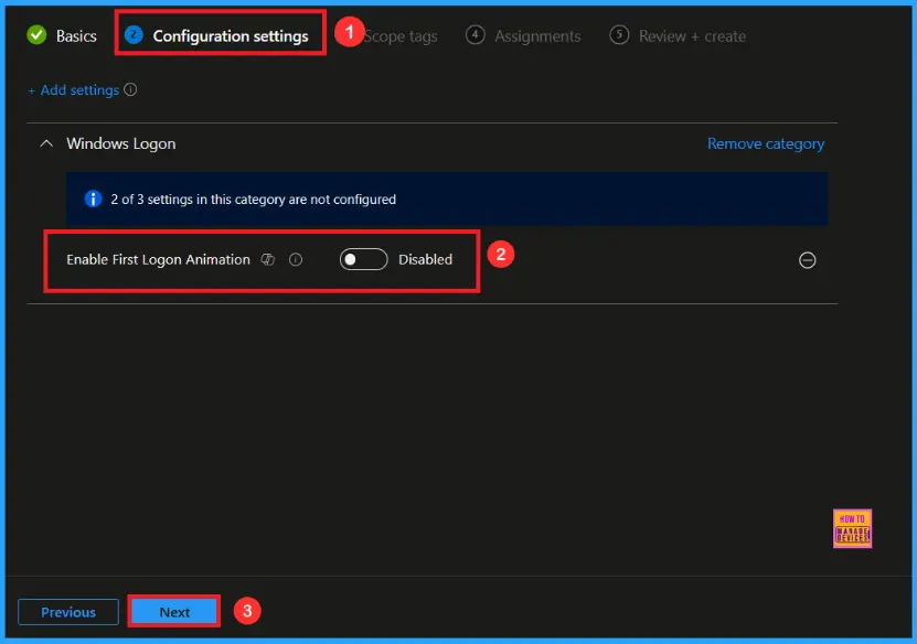 Enable or Disable the First Sign in Animation Policy on Windows11 to Skip Setup Prompts using Intune 5 Enable or Disable the First Sign in Animation Policy on Windows 11 to Skip Setup Prompts using Intune - Fig.5
