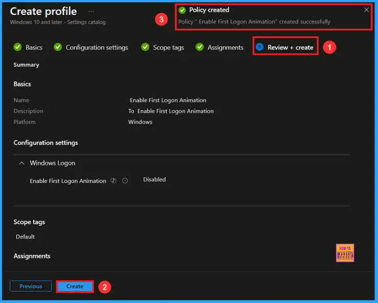 Enable or Disable the First Sign in Animation Policy on Windows11 to Skip Setup Prompts using Intune 8 Enable or Disable the First Sign in Animation Policy on Windows 11 to Skip Setup Prompts using Intune - Fig.8