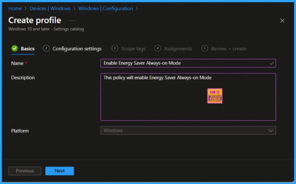 How to Enable or Disable Energy Saver Always-on Mode in Intune Settings Catalog 4 How to Enable or Disable Energy Saver Always-on Mode in Intune Settings Catalog. Fig-04