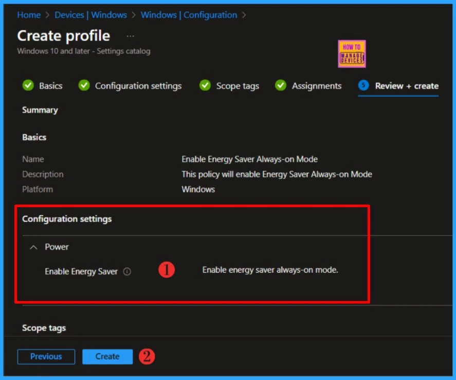 How to Enable or Disable Energy Saver Always-on Mode in Intune Settings Catalog 9 How to Enable or Disable Energy Saver Always-on Mode in Intune Settings Catalog. Fig-09