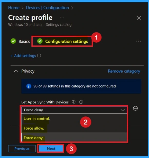 Force to Deny Apps Sync with Devices Policy for Windows using Intune 4 Force to Deny Apps Sync with Devices Policy for Windows using Intune -Fig.4
