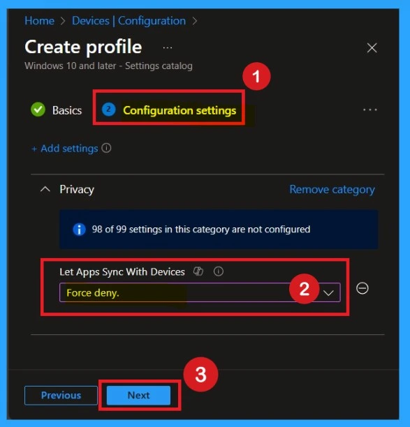Force to Deny Apps Sync with Devices Policy for Windows using Intune 5 Force to Deny Apps Sync with Devices Policy for Windows using Intune -Fig.5