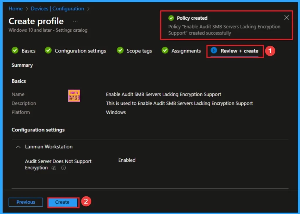 How to Enable Audit SMB Servers Lacking Encryption Support using Intune 9 How to Enable Audit SMB Servers Lacking Encryption Support using Intune - Fig.9